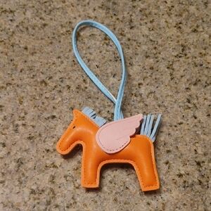 Orange Horse Bag Charm with Pink Wings
